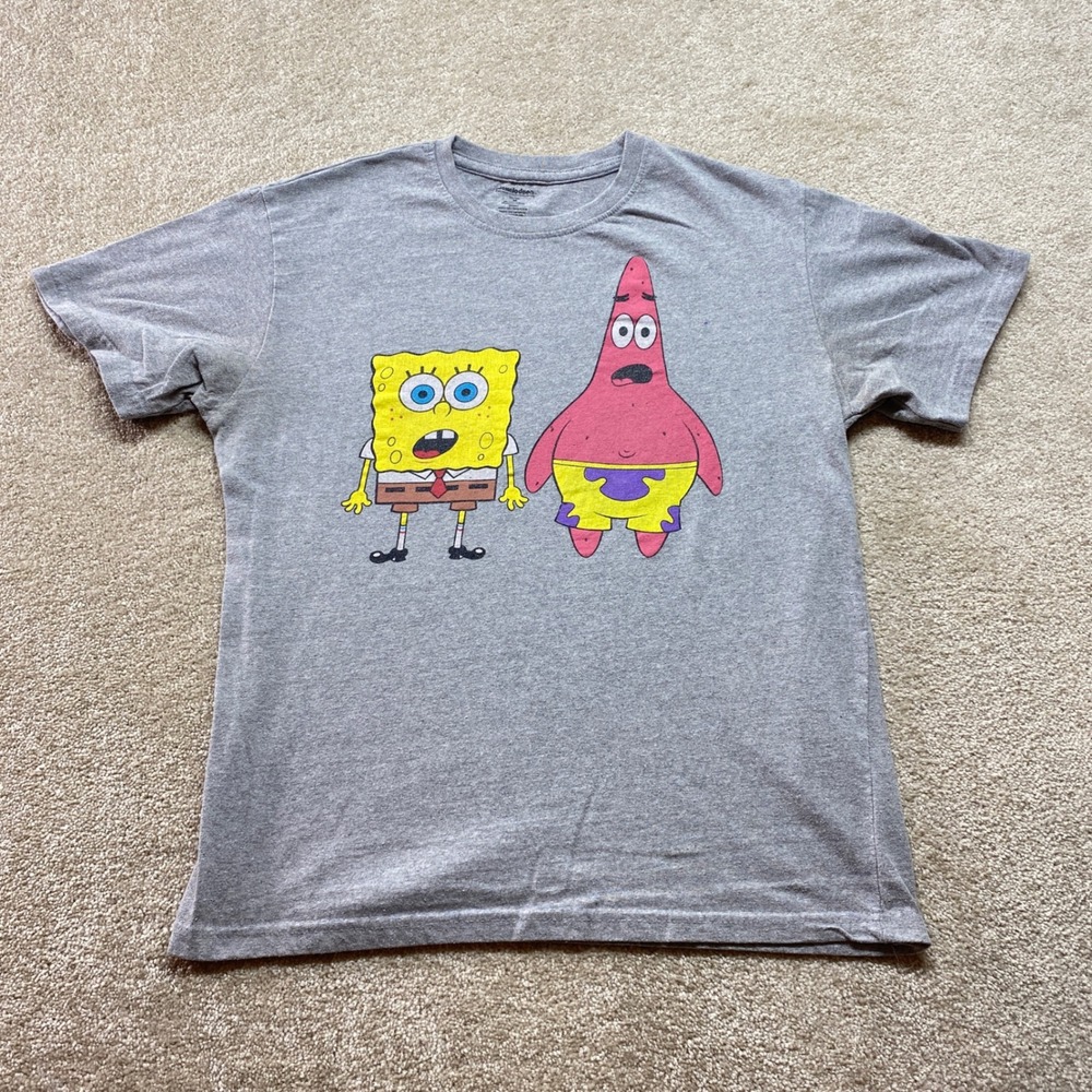 Nickelodeon Spongebob Patrick Shirt‎ Mens Medium Grey Cotton Blend Graphic Tee